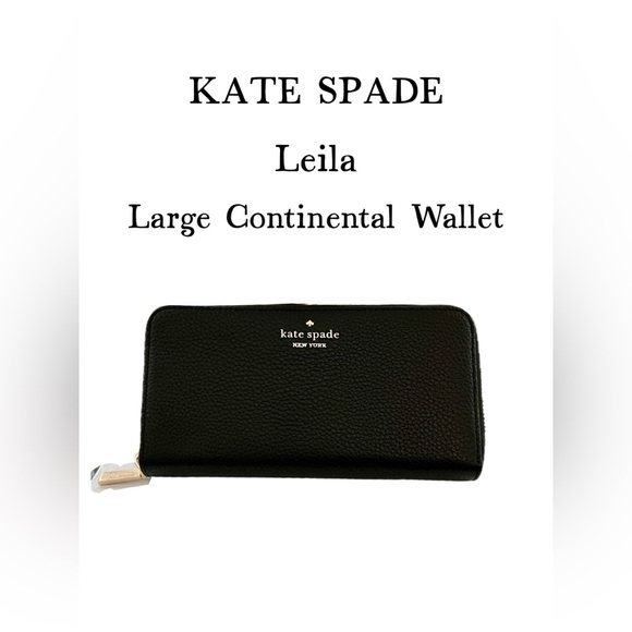 NWT Kate Spade NWT Leila Pebble Leather Large Continental Wallet Black - Picture 5 of 13